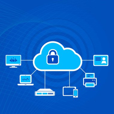 Bulut güvenlik kavramı asma kilit simgesiyle