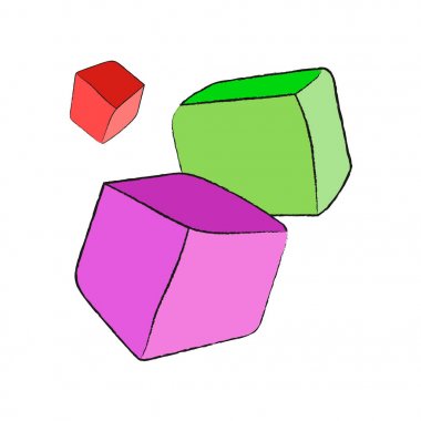 Çizilmiş çocuk oyuncak küpleri el