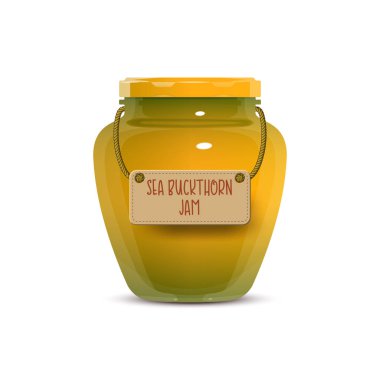 Beyaz arka plan üzerinde cam reçel kavanoz