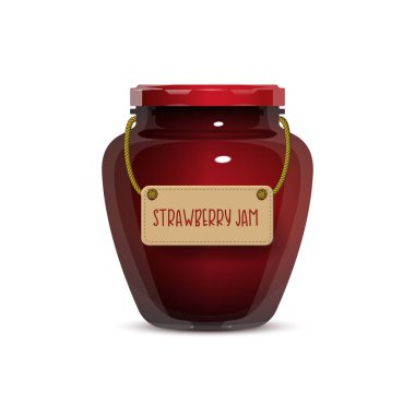 Beyaz arka plan üzerinde cam reçel kavanoz