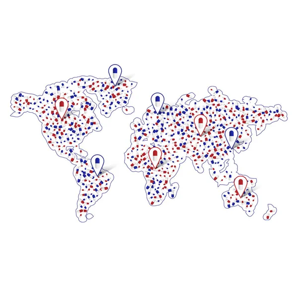 Mapa del mundo abstracto de píldoras — Vector de stock