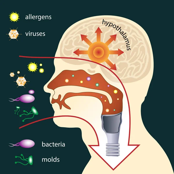 Penetración de parásitos en el cuerpo humano — Vector de stock