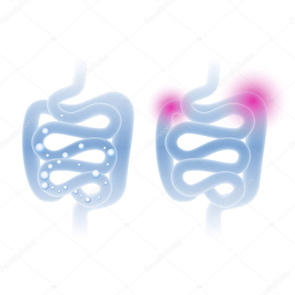 Abstract intestine illustration in a light blue color