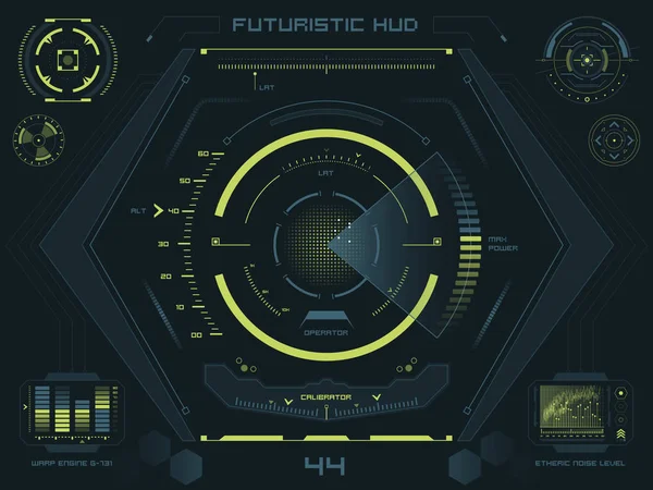 Interfaz de usuario futurista con pantalla táctil HUD — Vector de stock