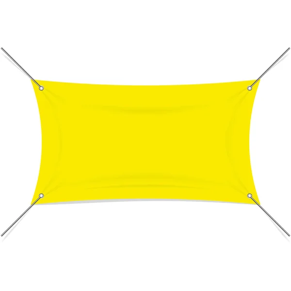 Prázdný žlutý textilní nebo vinylový banner s nástavci lana — Stockový vektor