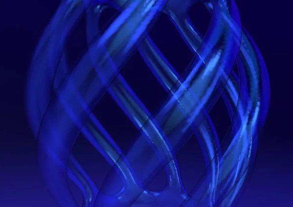 Abstract blue glass transparent twisted tubes on blue background — Stock Photo, Image