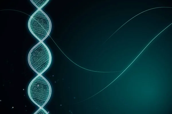 Illustrazione del DNA con copyspace su sfondo scuro. Rendering 3D — Foto Stock