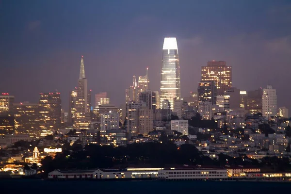 Piękny Widok Panoramę San Francisco Nocy Nabrzeża Kalifornia Usa — Zdjęcie stockowe