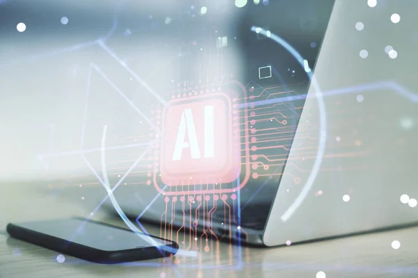 창조적 인공 지능 약어의 두 번째 노출 배경 컴퓨터와 함께. 미래 기술 과 AI 개념 — 스톡 사진