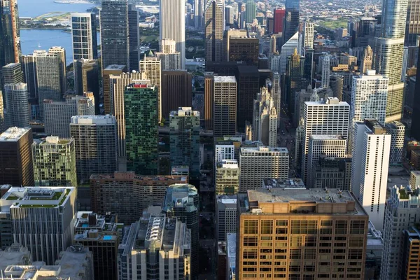 Bela vista aérea do horizonte de Chicago durante o dia, Illinois, EUA — Fotografia de Stock