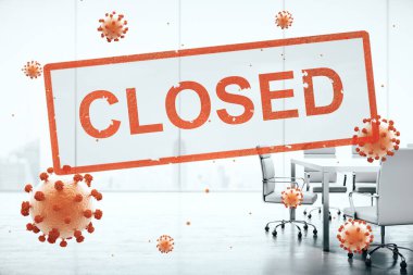 Concept empty corporate office closed for quarantine clipart