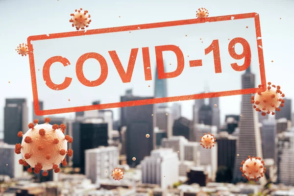 Koncepční město uzavřeno kvůli karanténě kvůli koronaviru, COVID-19. San Francisco, Kalifornie, USA — Stock fotografie
