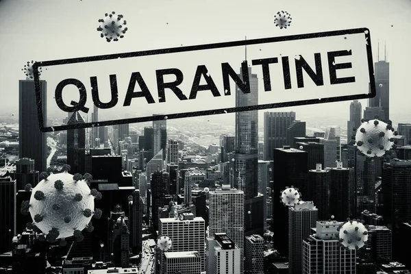Concept city closed for quarantine due to COVID-19. Chicago, Illinois, USA — Stock Photo, Image