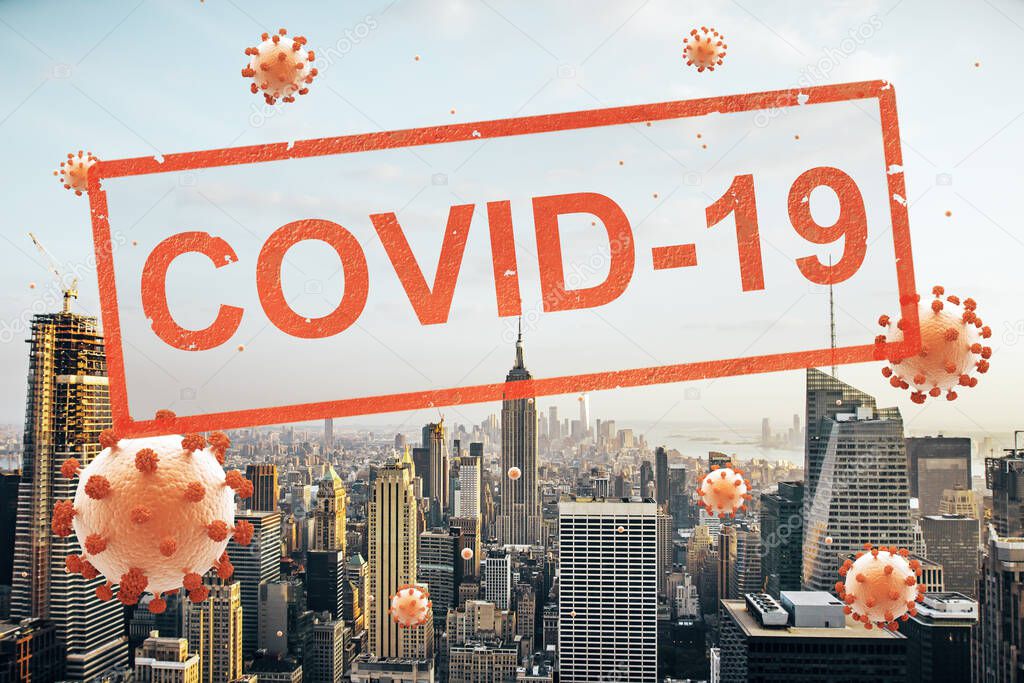 Concept city closed for quarantine due to coronavirus, COVID-19. Manhattan, New York city, USA