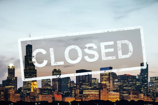 Concept city closed for quarantine due to COVID-19. Chicago, Illinois, USA — Stock Photo, Image