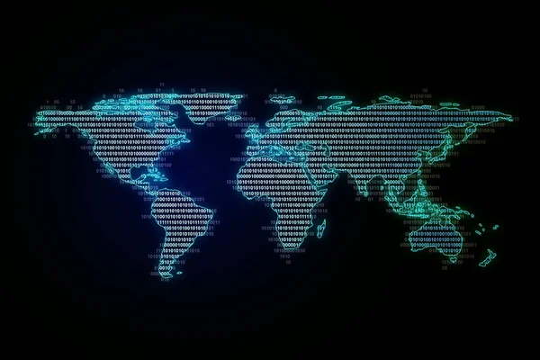 Grafická mapa světa s čísly. 3D vykreslování — Stock fotografie