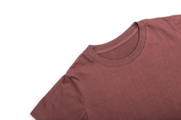 Övre vy av brun T-shirt isolerad på vitt — Stockfoto