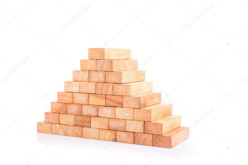 Wooden block tower game children isolated on white 