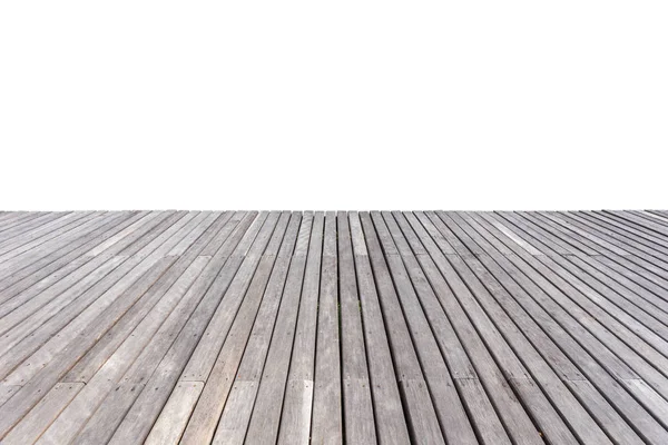 Antigua terraza exterior de madera o suelos aislados en blanco. Salvados — Foto de Stock