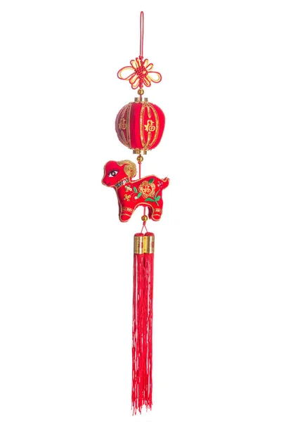 Золото и красный китайский новый год украшения изолированы на белом — стоковое фото