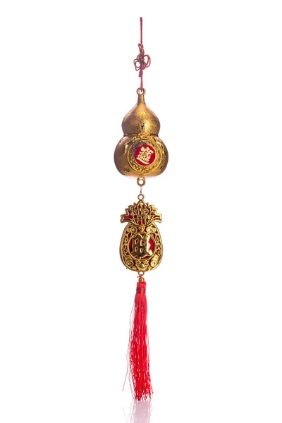 Gold and red Chinese new year decoration isolated on white — Stock Photo, Image