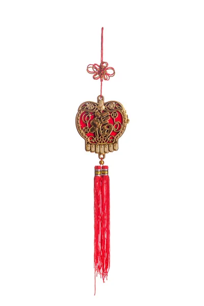 Ouro e vermelho chinês decoração do ano novo isolado no branco — Fotografia de Stock