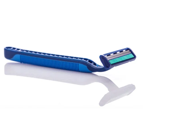 Blue men razor. Studio shot isolated on white — Stock Photo, Image