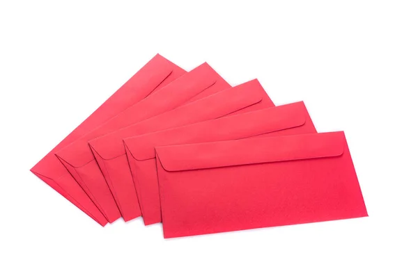 Röda kuvertet användning i kinesiska nyåret festival på vit — Stockfoto
