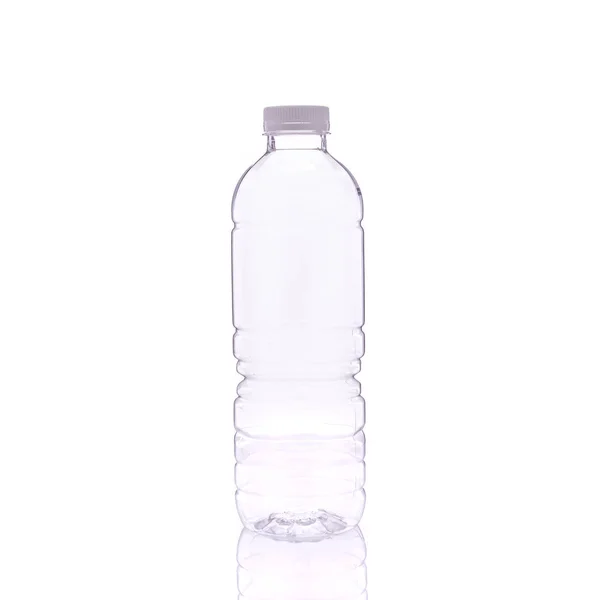 Butelka pusta czystej wody pitnej. Studio strzał na białym tle na biały — Zdjęcie stockowe