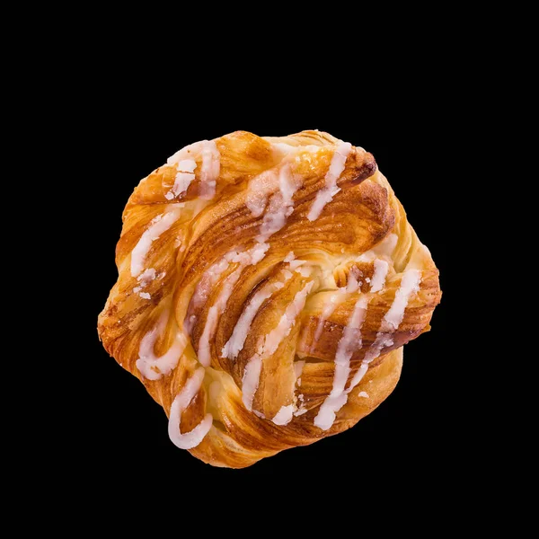 Danish pastries. Studio shot isolated on black background — Stock Photo, Image
