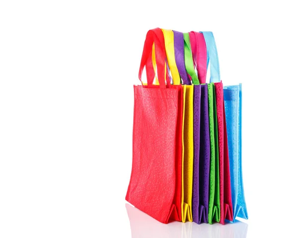 Set colorful cotton bag. Studio shot isolated on white — Stock Photo, Image