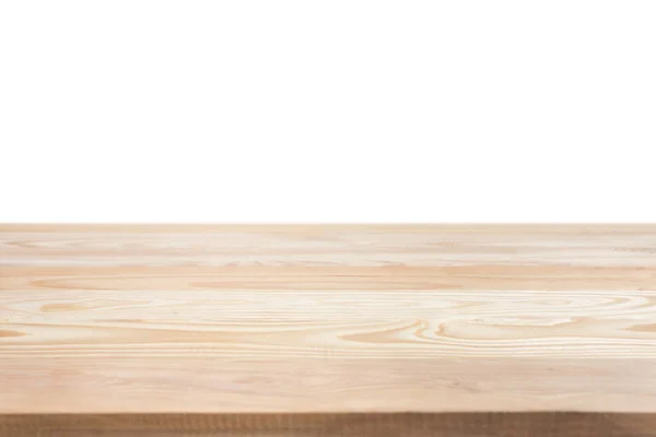 Parte superior vacía de mesa de madera o mostrador aislado en blanco. Salvado wi —  Fotos de Stock