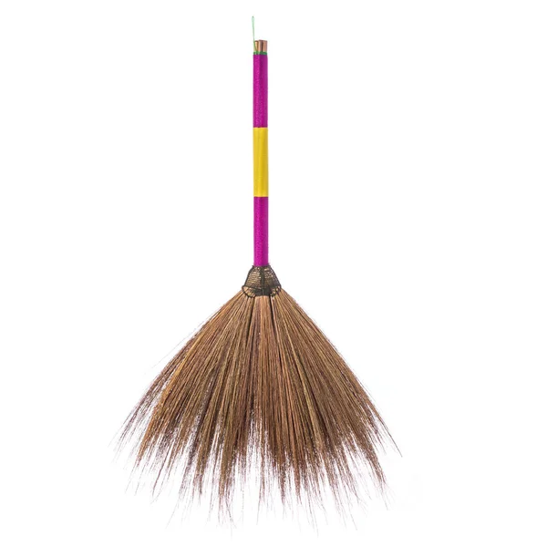 New brown nature broom. Studio shot isolated on white — Stock Photo, Image