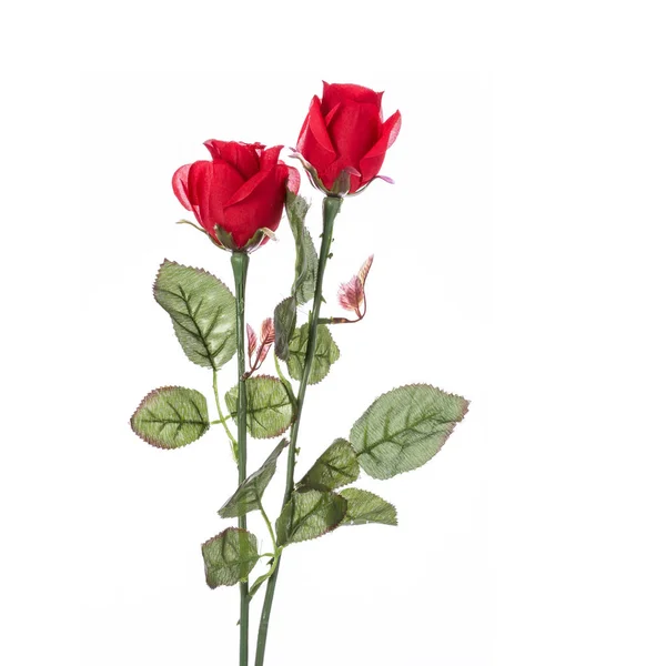 Κόκκινο των τεχνητών λουλουδιών. Studio πυροβόλησε απομονωθεί σε λευκό — Φωτογραφία Αρχείου