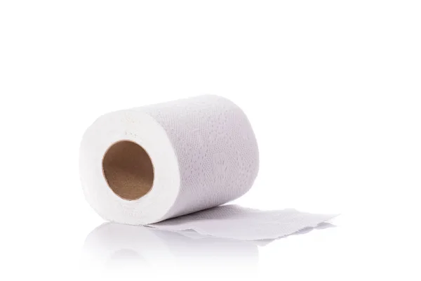 Papel higiénico blanco / papel tisú. Estudio de tiro aislado en blanco — Foto de Stock