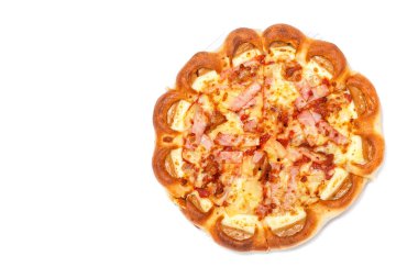 Üstten Görünüm Hawai pizza. Stüdyo izole üzerinde beyaz vurdu