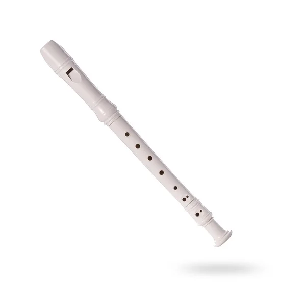 Flauta blanca de plástico. Estudio de tiro aislado en blanco —  Fotos de Stock