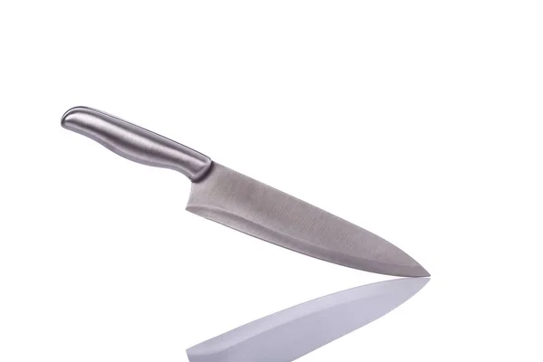 Nova faca de cozinha de aço inoxidável. Estúdio tiro isolado em branco — Fotografia de Stock