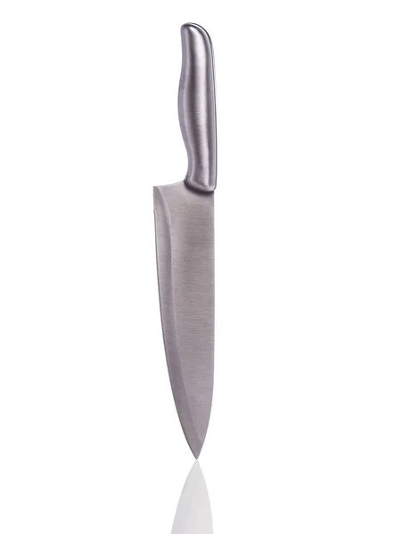 Nuevo cuchillo de cocina de acero inoxidable. Estudio de tiro aislado en blanco —  Fotos de Stock