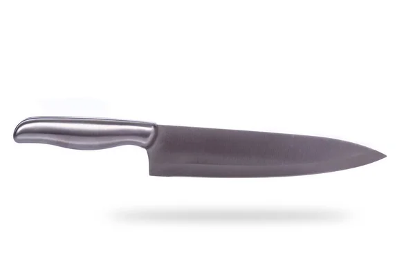 Nuevo cuchillo de cocina de acero inoxidable. Estudio de tiro aislado en blanco —  Fotos de Stock