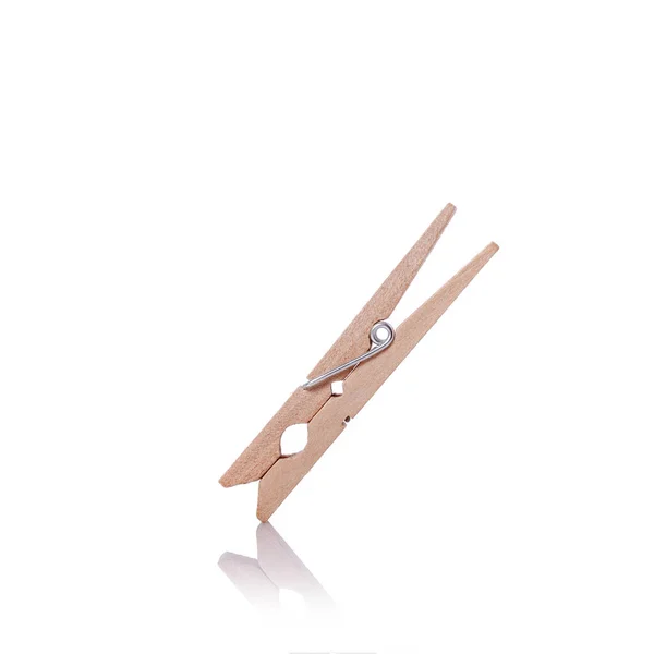Wooden clothes pin. Studio shot isolated on white — Stock Photo, Image