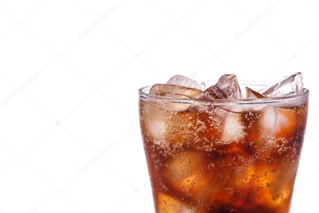 Glass of soft drink. Studio shot isolated on white background