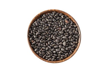 Üstten Görünüm siyah fasulye kase. Beyaz izole. Clipp ile kaydedilmiş