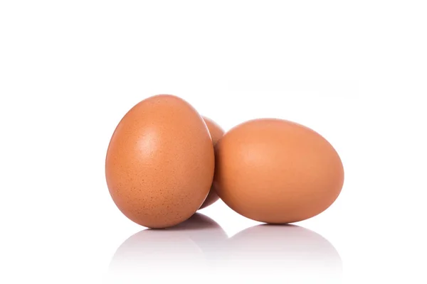 Fresh chicken egg shot in studio. Isolated on white — Stock Photo, Image