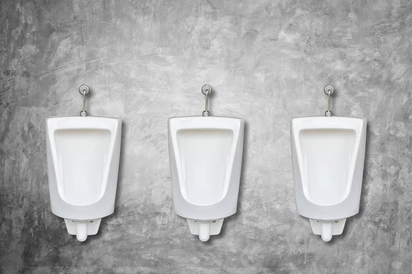 Row of ceramic outdoor urinals in men public toilet install on t — Stock Photo, Image