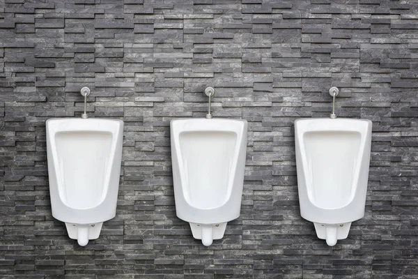 Row of ceramic outdoor urinals in men public toilet install on t — Stock Photo, Image