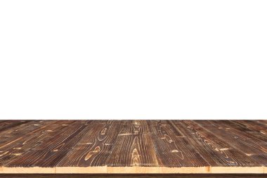 Kahverengi ahşap masa veya beyaz arka plan üzerinde izole sayacı. İçin 