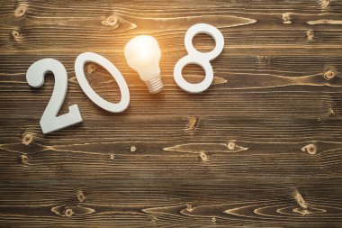 Işık Ampüller ve beyaz 2018 yeni yıl ve tatil conce için numara