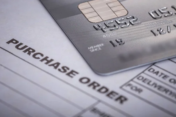 Credit card on purchase order in the office. For financial or bu