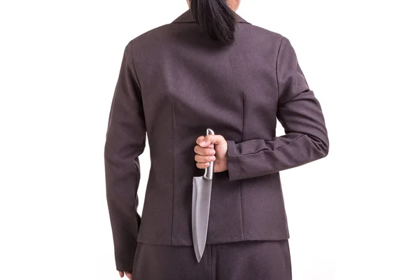 Business criminal concept : Businesswoman holding the new silver — Stock Photo, Image